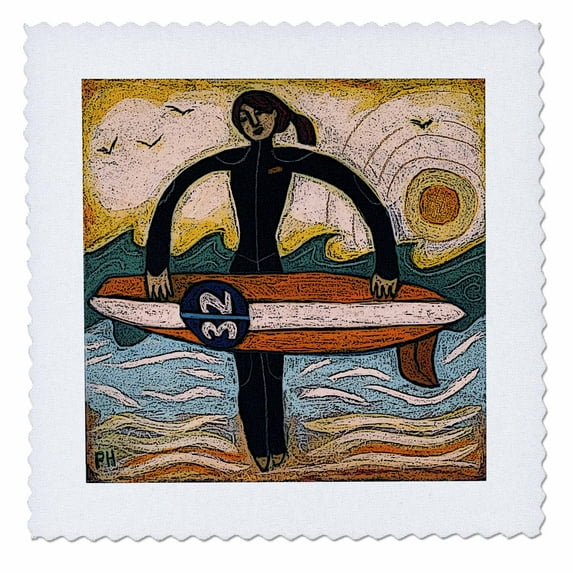 3dRose, Surfer Girl poster, 6x6 inch quilt square