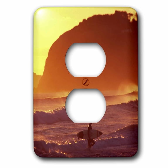 3dRose, Surfer at Sunset, St Kilda Beach, Dunedin, New Zealand-AU02 DWA3565 - David Wall, 2 plug outlet cover