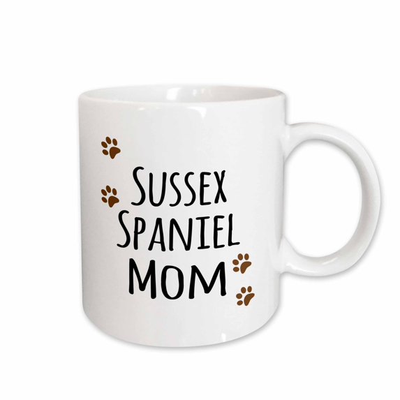 3drose, Sussex Spaniel Dog Mom - Doggie by Breed - Muddy Brown Paw Prints - Doggy Lover Pet Owner Mama Love, 11oz Mug