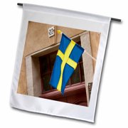 3dRose, Sweden, Stockholm, Gamla Stan, Swedish flag - EU28 BJA0025 - Jaynes Gallery, 12 x 18 inch Garden Flag