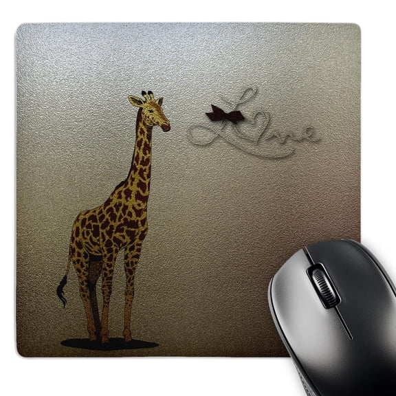 3dRose, Sweet Giraffe with the word Love - Cute Animals - Childrens Décor, MousePad