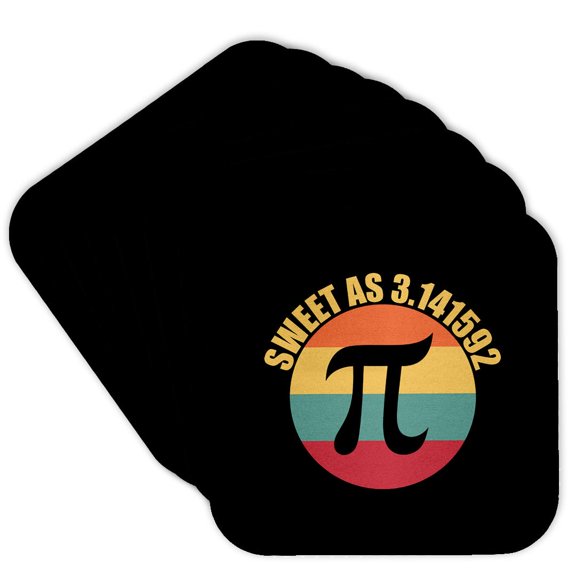 3drose, Sweet of Pi Funny Colorful Design on Black to Celebrate Pi Day, Gift, Set of 8 Coasters - Soft