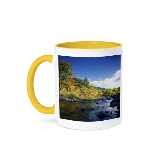 3drose, Swift River, White Mountains Forest, New Hampshire Usa - Us30 Aje0058 - Adam Jones, 11oz Two-tone Yellow Mug