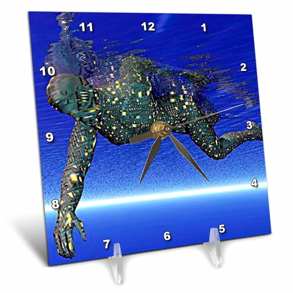 3dRose, Swimming Robot, 6x6 Desk Clock