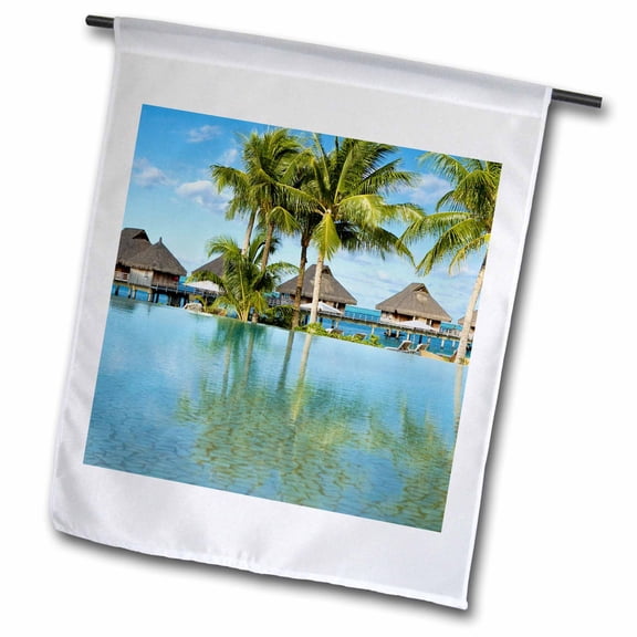 3dRose, Swimming pool, Bora Bora Nui Resort - OC13 MWT0031 - Michele Westmorland, 12 x 18 inch Garden Flag