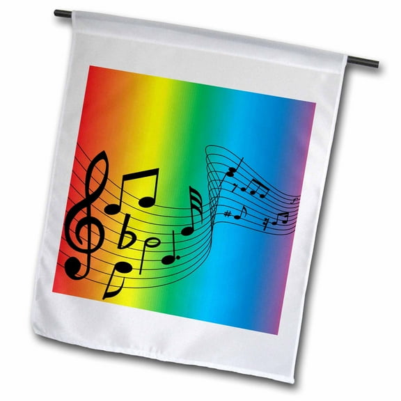 3dRose, Swirl of Rainbow Music, 18 x 27 inch Garden Flag