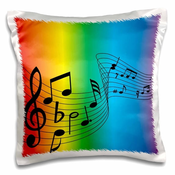3dRose, Swirl of Rainbow Music, 16x16 inch Pillow Case