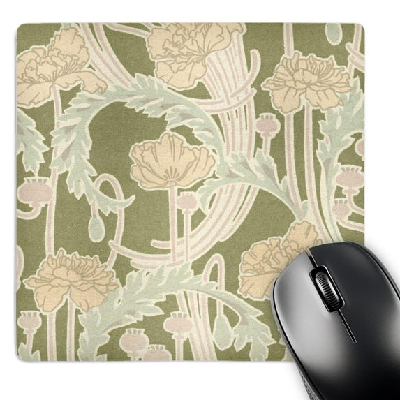 3dRose, Swirly Pale Flowers and Foliage Nature Vintage Art Nouveau Botanical Design, MousePad