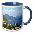 thumbnail image 1 of 3drose, Switzerland Tourist Travel Souvenir - Swiss Landscape Photo of Pretty Lake Town Weggis Near Lucerne, 15oz Two-tone Blue Mug, 1 of 6