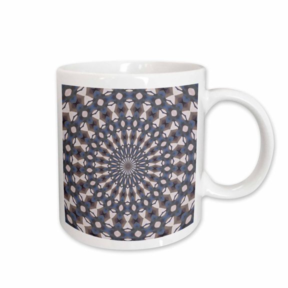 3drose, Symmetrical Geometric Design 4 Blue Brown White, 15oz Mug