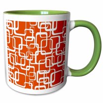 3drose, Symmetrical Geometric Design Ochre Grey White, 11oz Two-tone Green Mug