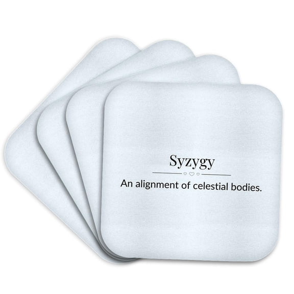 3drose, Syzygy and Its Meaning Typography, Set of 4 Coasters - Soft