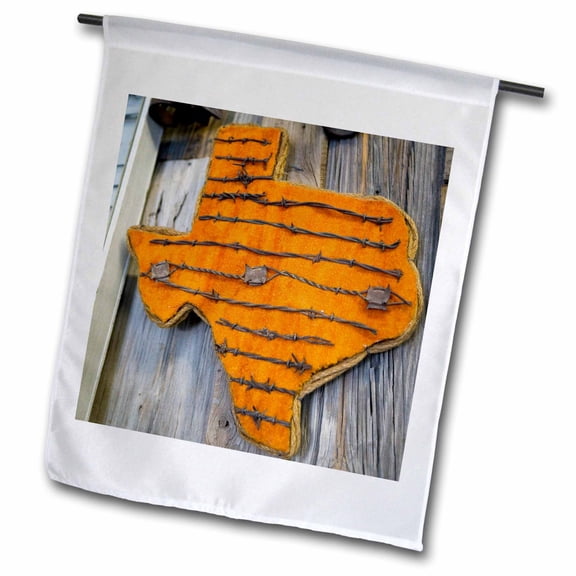 3dRose, TEXAS, Pecos Museum Display of Barbed Wire - US44 WBI0103 - Walter Bibikow, 12 x 18 inch Garden Flag