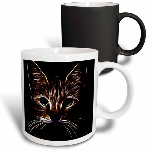 3drose, Tabby Cat Face Pet Lovers Glowing Neon Light Art, 11oz Magic Transforming Mug