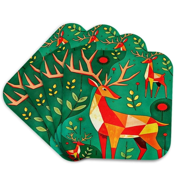 3drose, Taiche - Vector Art - Christmas Reindeer, Set of 4 Coasters - Soft