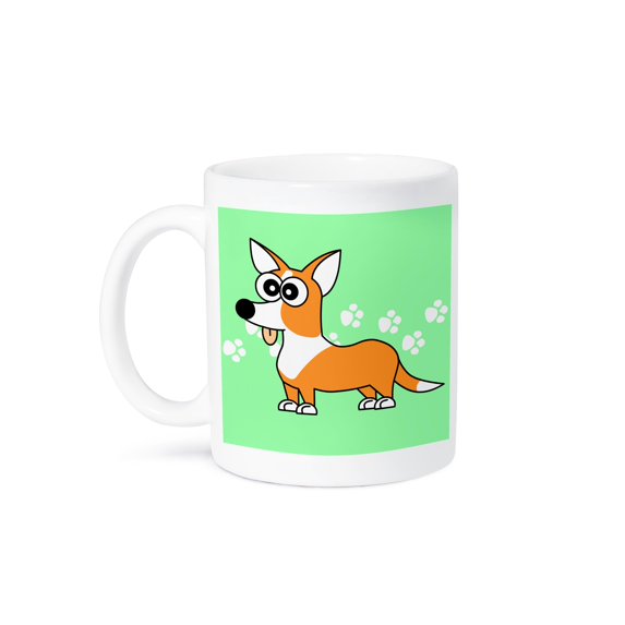 3dRose, Tan Cardigan Corgi with Paw Prints, 11oz Mug