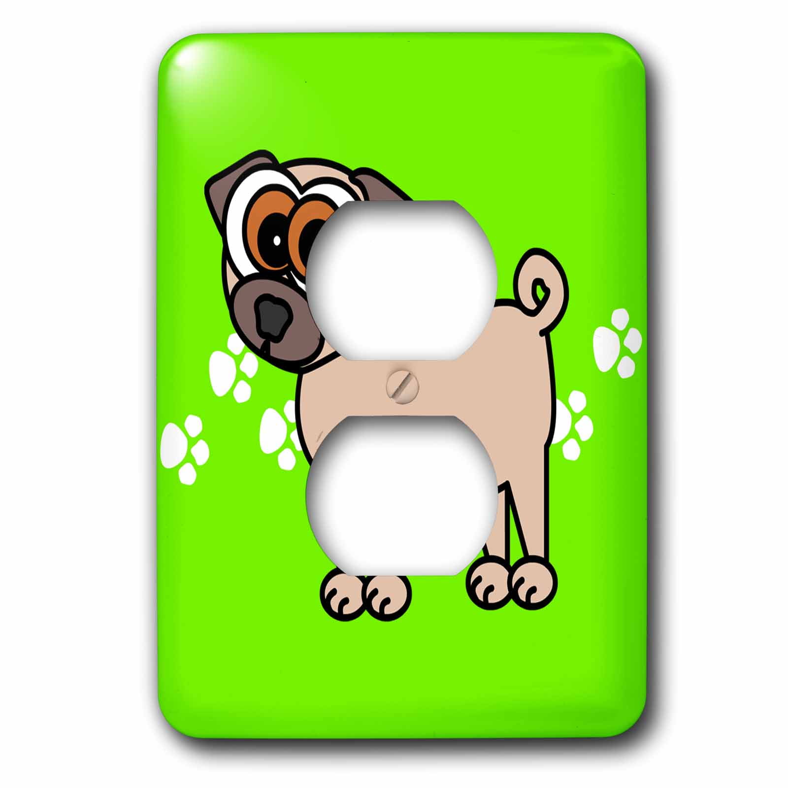 3dRose, Tan Pug and Paw prints , 2 plug outlet cover