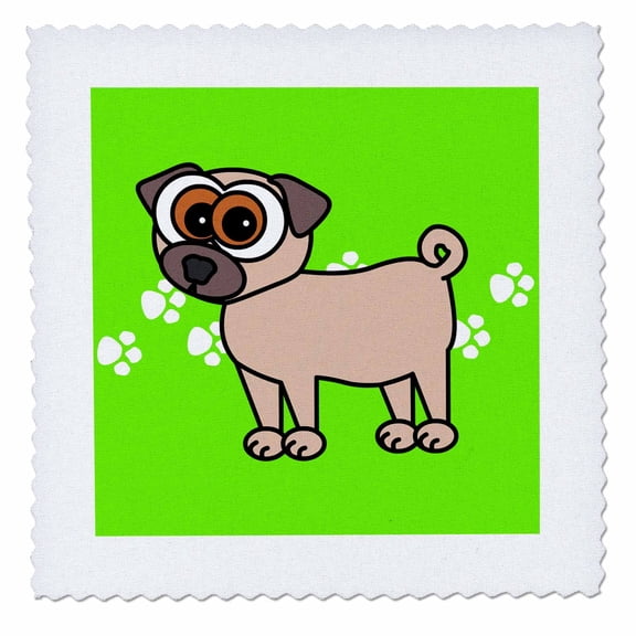 3dRose, Tan Pug and Paw prints , 6x6 inch quilt square