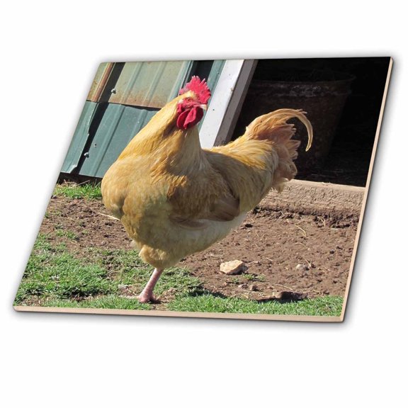 3dRose, Tan Rooster, 4 Inch Ceramic Tile