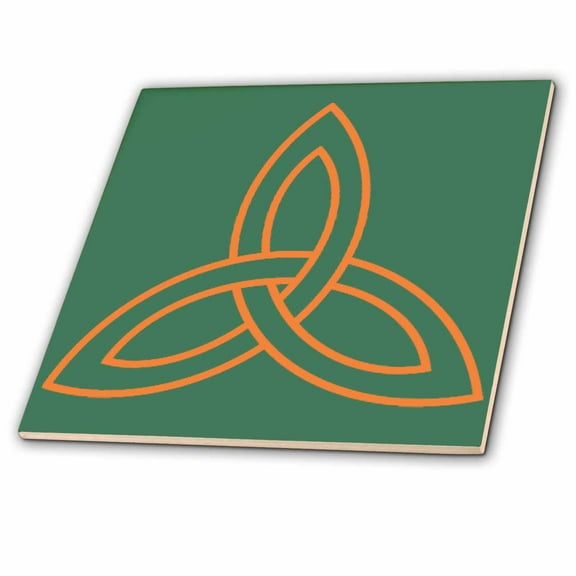 3dRose, Tangerine Celtic Design on A Teal Background, 6 Inch Ceramic Tile