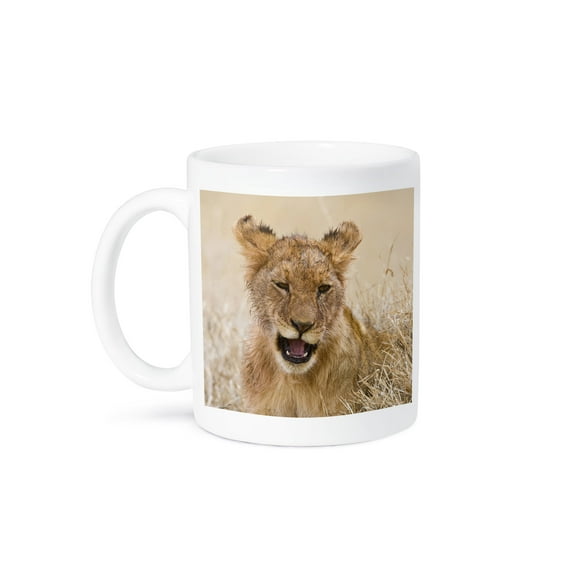 Tanzania. Lion Cub After Kill In Serengeti Np.-Af45 Rbe0073 - Ralph H. Bendjebar, 15oz Mug