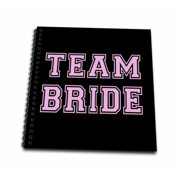 3dRose, Team Bride - girly pink text on black - bachelorette party or hen night gifts - pre-wedding fun, Memory Book 12 x 12 inch