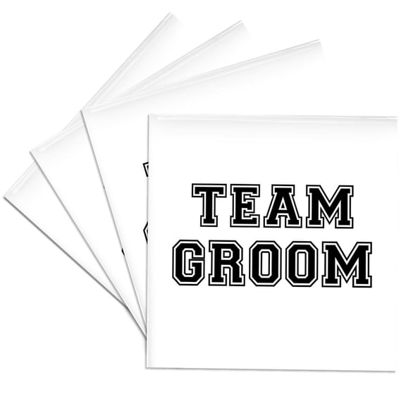3dRose, Team Groom - black text on white - bachelor party stag night gifts - pre-wedding fun celebrations, Set of 4 Ceramic Tile Coasters