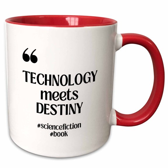 3drose, Technology Meets Destiny Genre - Science Fiction, 11oz Two-tone Red Mug
