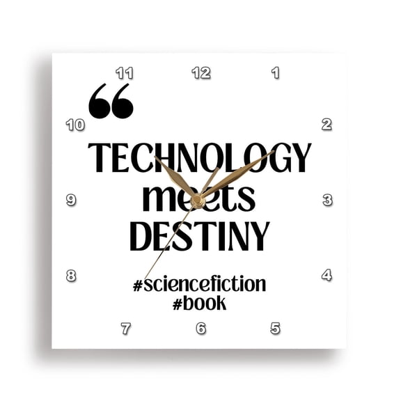 3dRose, Technology meets Destiny genre - Science Fiction, 15x15 Wall Clock