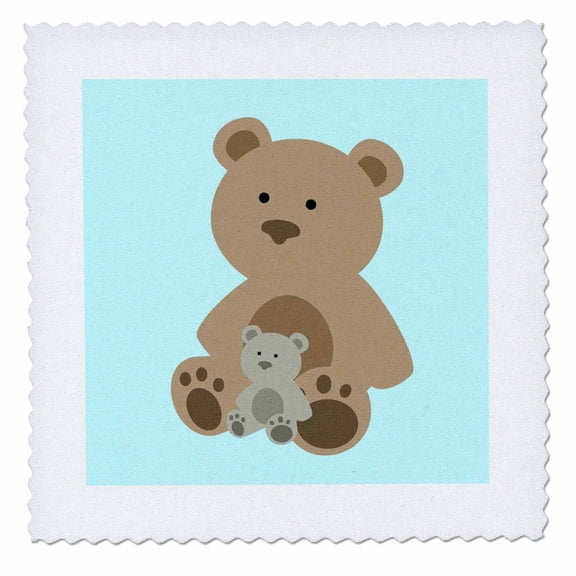 3dRose, Teddy Bear blue kids room decoration, 12x12 inch quilt square