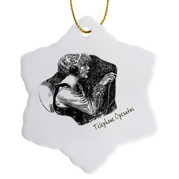 3drose, Telephone Operator, 3 inch Snowflake Porcelain Ornament