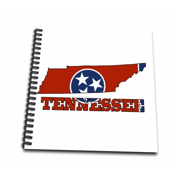 3dRose, Tennessee state flag in the outline map and letters for Tennessee., Memory Book 12 x 12 inch
