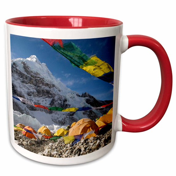 3drose, Tents on Khumbu Glacier, Base Camp, Mt Everest, Nepal - As26 Dny0017 - David Noyes, 11oz Two-tone Red Mug