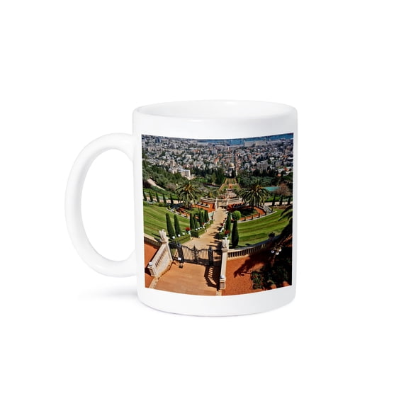 3dRose, Terraces Gardens to Shrine of Bab Haifa Israel, 11oz Mug