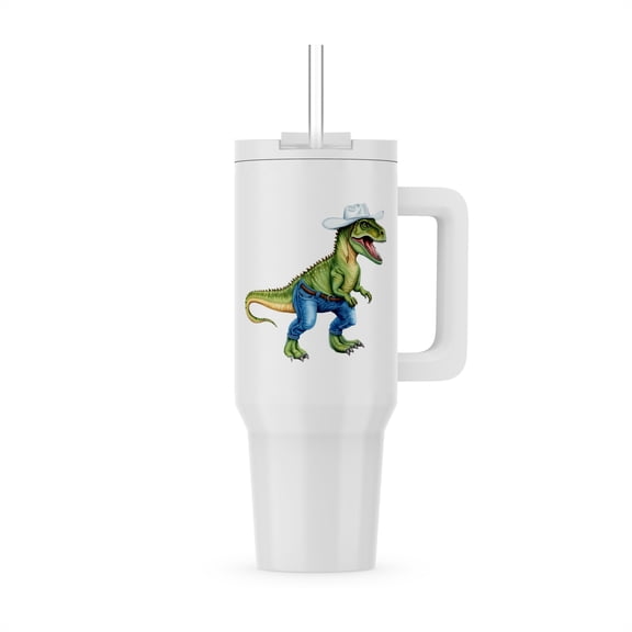 Texan Cowboy Dinosaur Wearing Denim Jeans, 40oz Tumbler