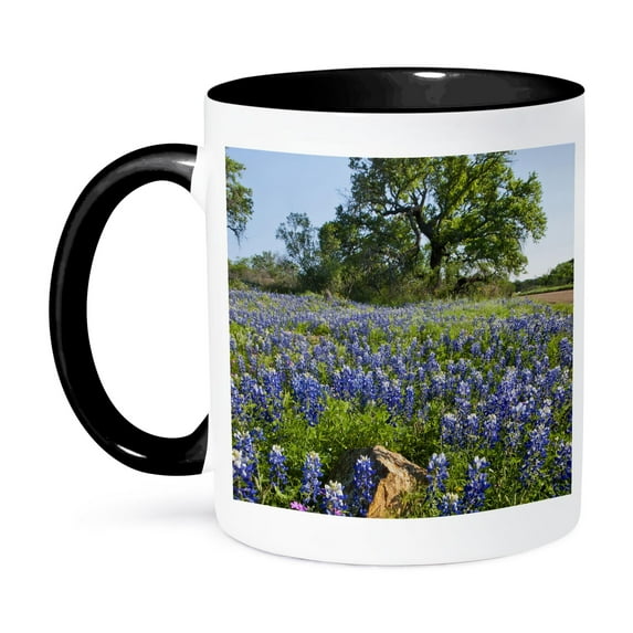 3dRose, Texas Bluebonnet flowers in bloom, central Texas, USA - US44 LDI0785 - Larry Ditto, 11oz Two-Tone Black Mug