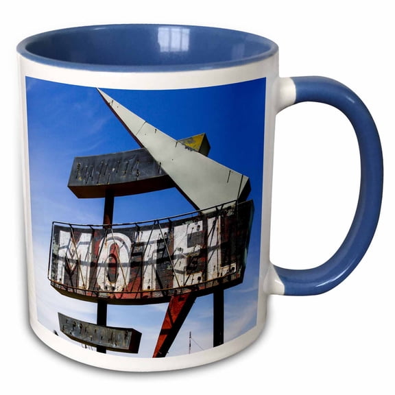 3drose, Texola, Texas-oklahoma Border, Usa. Route 66., 11oz Two-tone Blue Mug