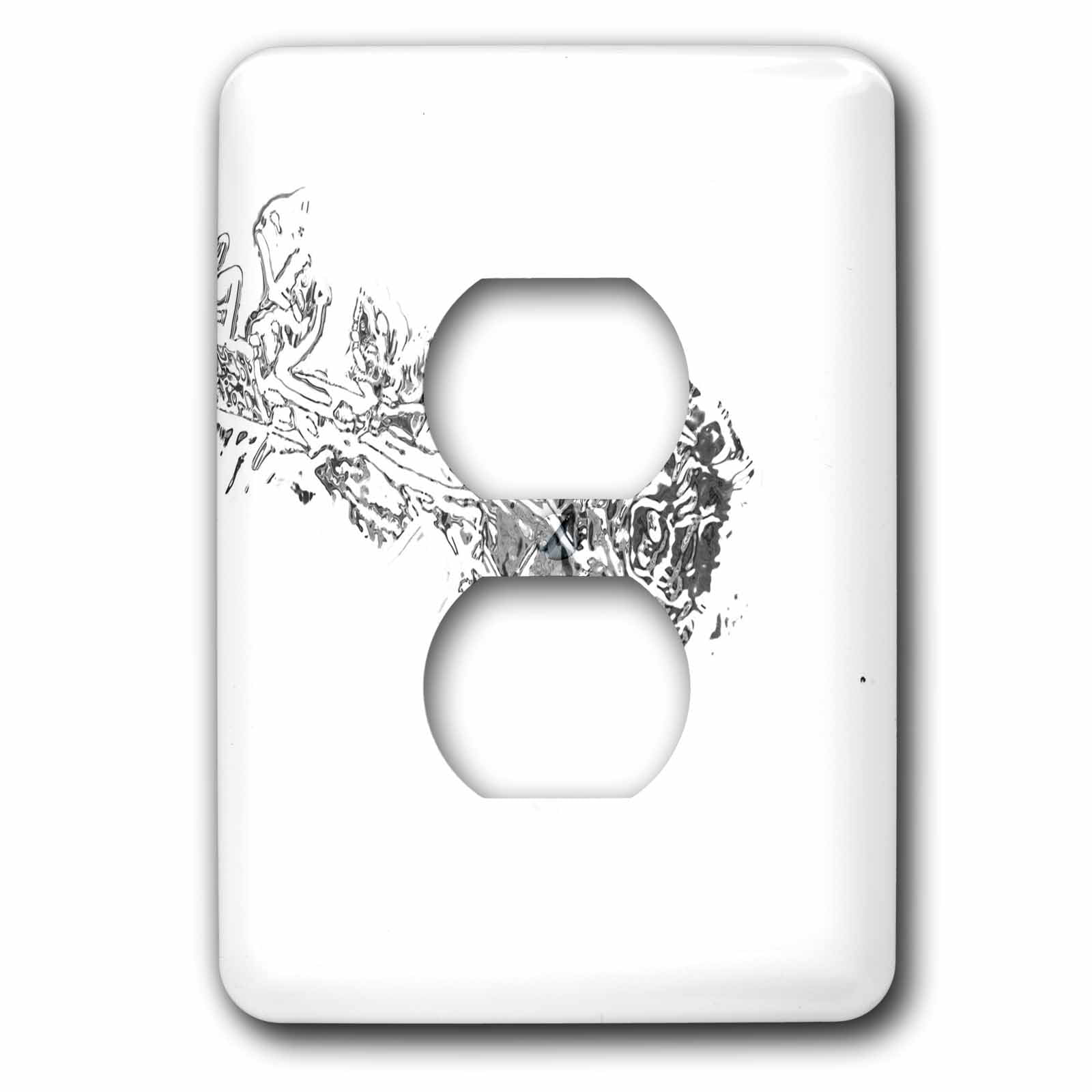 3dRose, Textured Abstract Black n White Rose, 2 plug outlet cover
