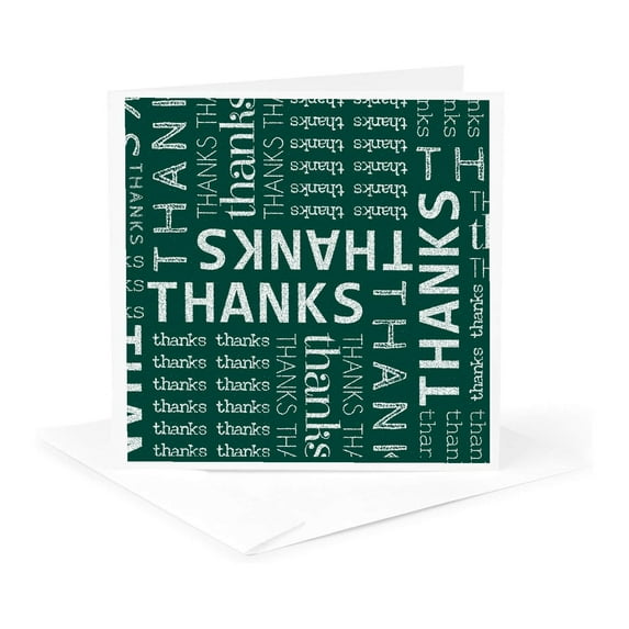3drose, Thank You Green Chalkboard Word Cloud with White Chalk, 1 Greeting Card with Envelope
