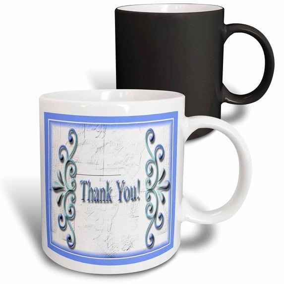 3drose, Thank You, Blue Design, 11oz Magic Transforming Mug