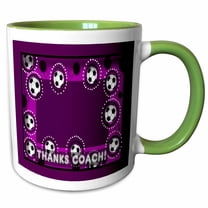3drose, Thanks to Soccer Coach, Purple, 11oz Two-tone Green Mug