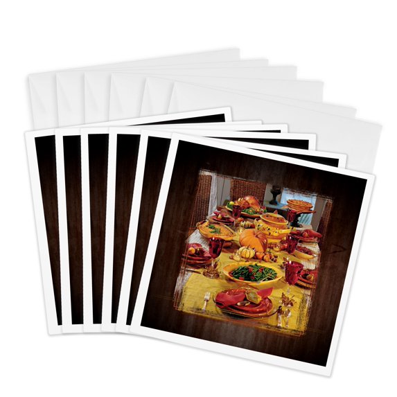 3dRose, Thanksgiving Feast, 6 Greeting Cards with envelopes