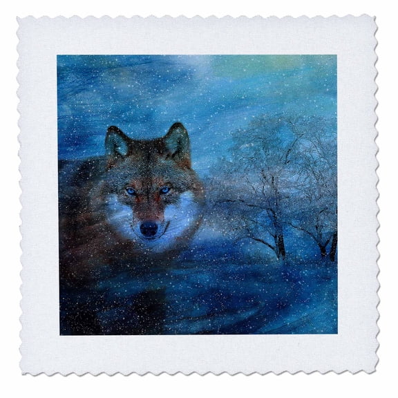3dRose, The Blue Wolf is a digital composition of six photographic elements., 10x10 inch quilt square