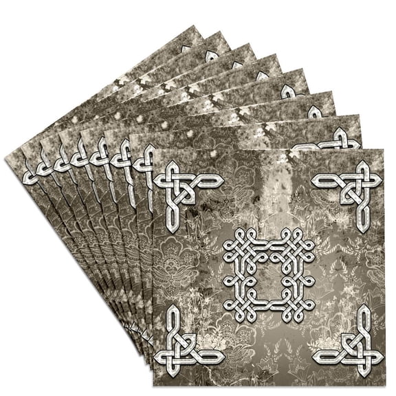 3dRose, The Celtic knot on vintage background, Set of 8 Ceramic Tile Coasters