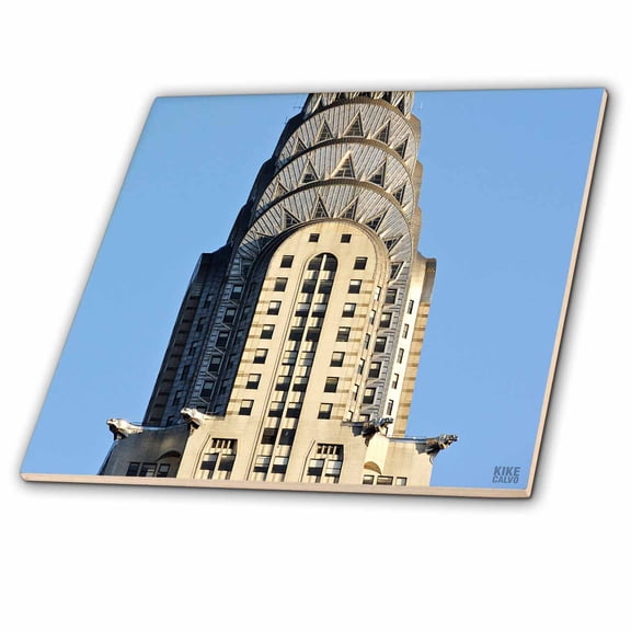 3dRose, The Chrysler Building is an Art Deco skyscraper in New York City, located on the east street, 4 Inch Ceramic Tile