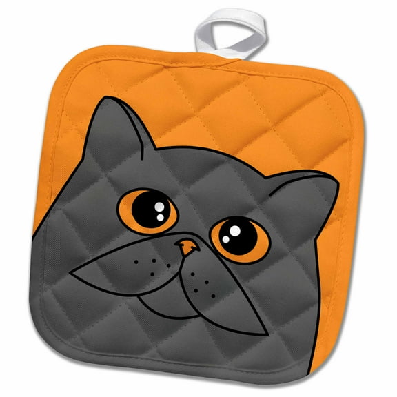 3dRose, The Curious Cat Grey with Orange Eyes Orange, 8x8 Potholder