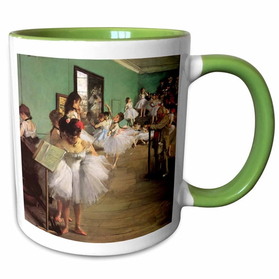 3drose, the Dance Class , 1874 by Edgar Degas, 15oz Two-tone Green Mug
