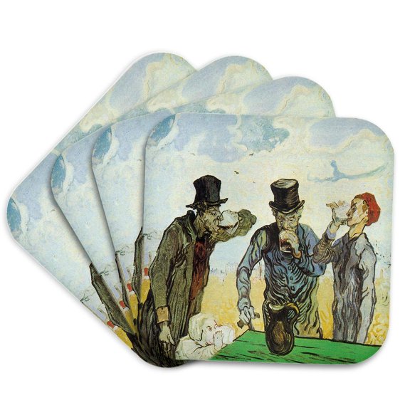 3dRose, The Drinkers by Vincent Van Gogh, Set of 4 Coasters - Soft