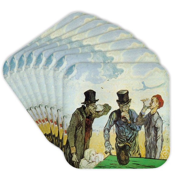 3dRose, The Drinkers by Vincent Van Gogh, set of 8 Coasters - Soft