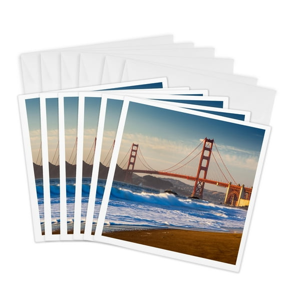 3drose, the Golden Gate Bridge, San Francisco, California, Usa, 6 Greeting Cards with Envelopes